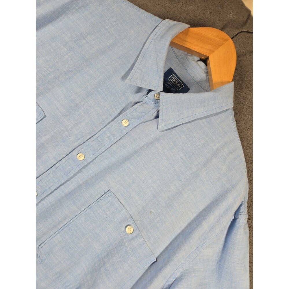 Foundry Men's Shirt 3XLT Tall Blue Short Sleeve Classic Fit Button Up Cotton